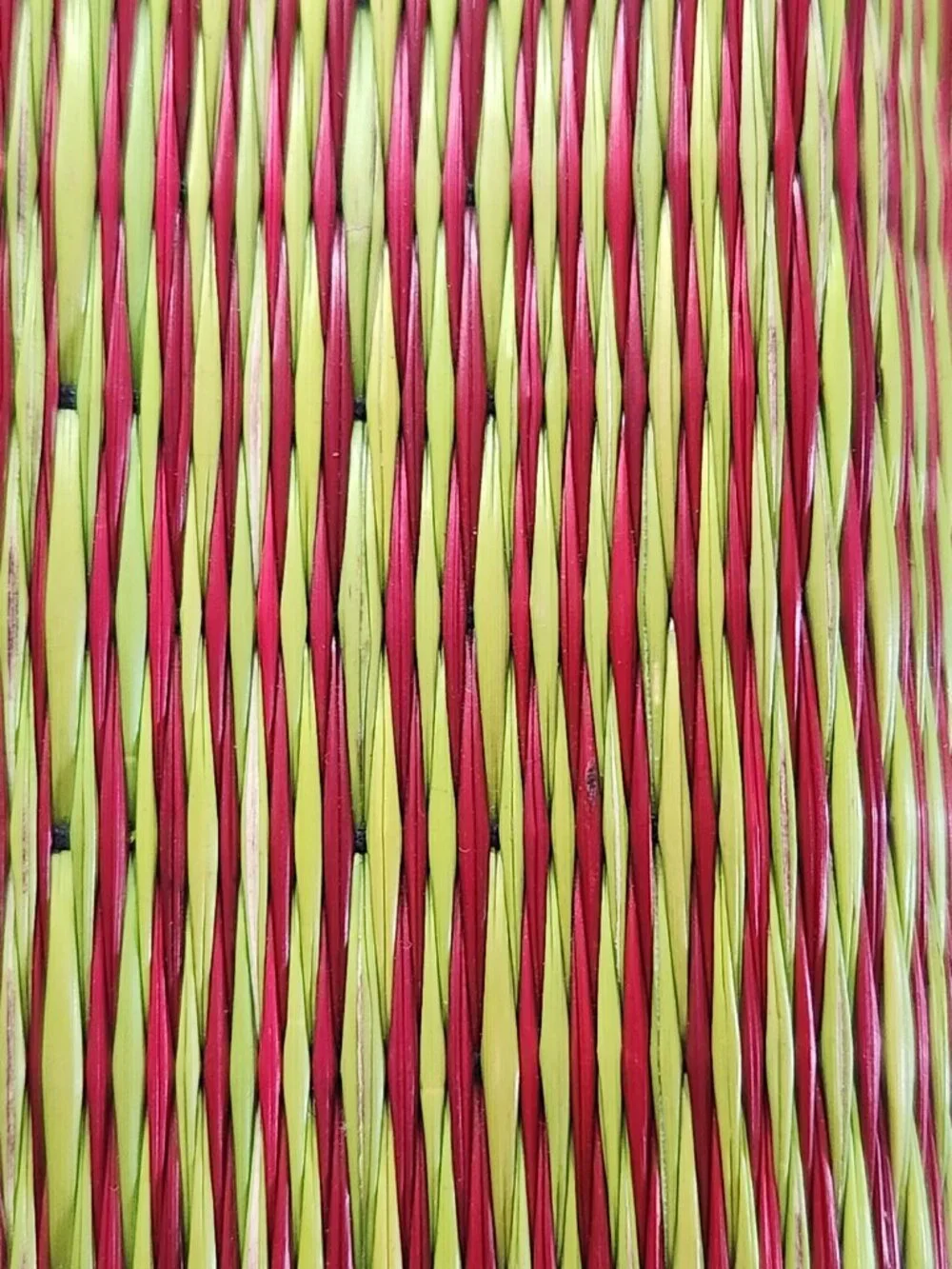 Saraye Tatami Woven Cinch Bucket Bag - Red & Green Grass Stripe